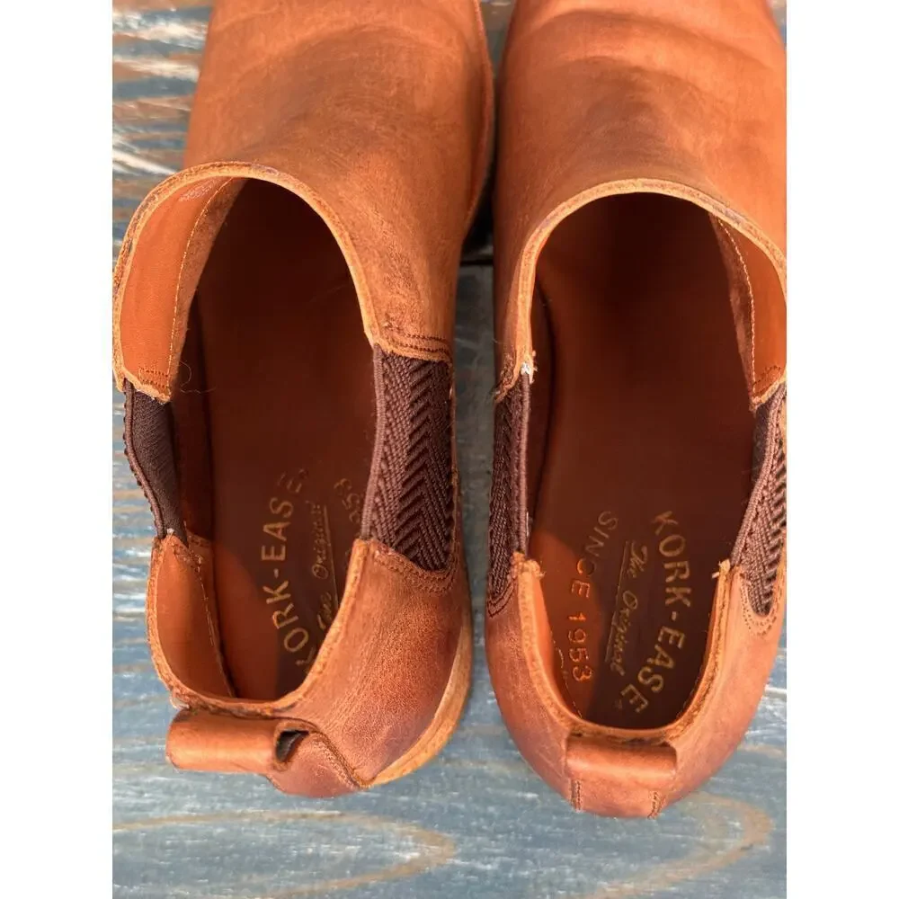 KORK-EASE Chelsea Brown Leather slip on Ankle boot/Shoes, size 8, Like NEW!!